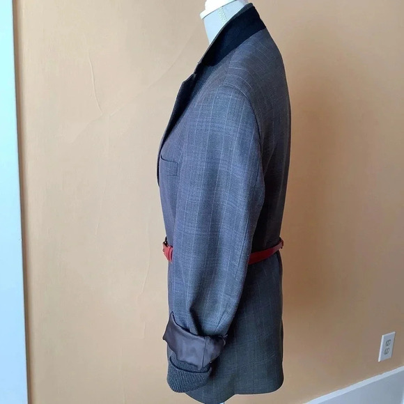 VINTAGE Hyde Park Gray Wool & Silk Plaid Blazer Size 40S - Picture 15 of 16